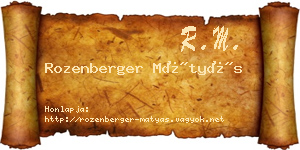 Rozenberger Mátyás névjegykártya